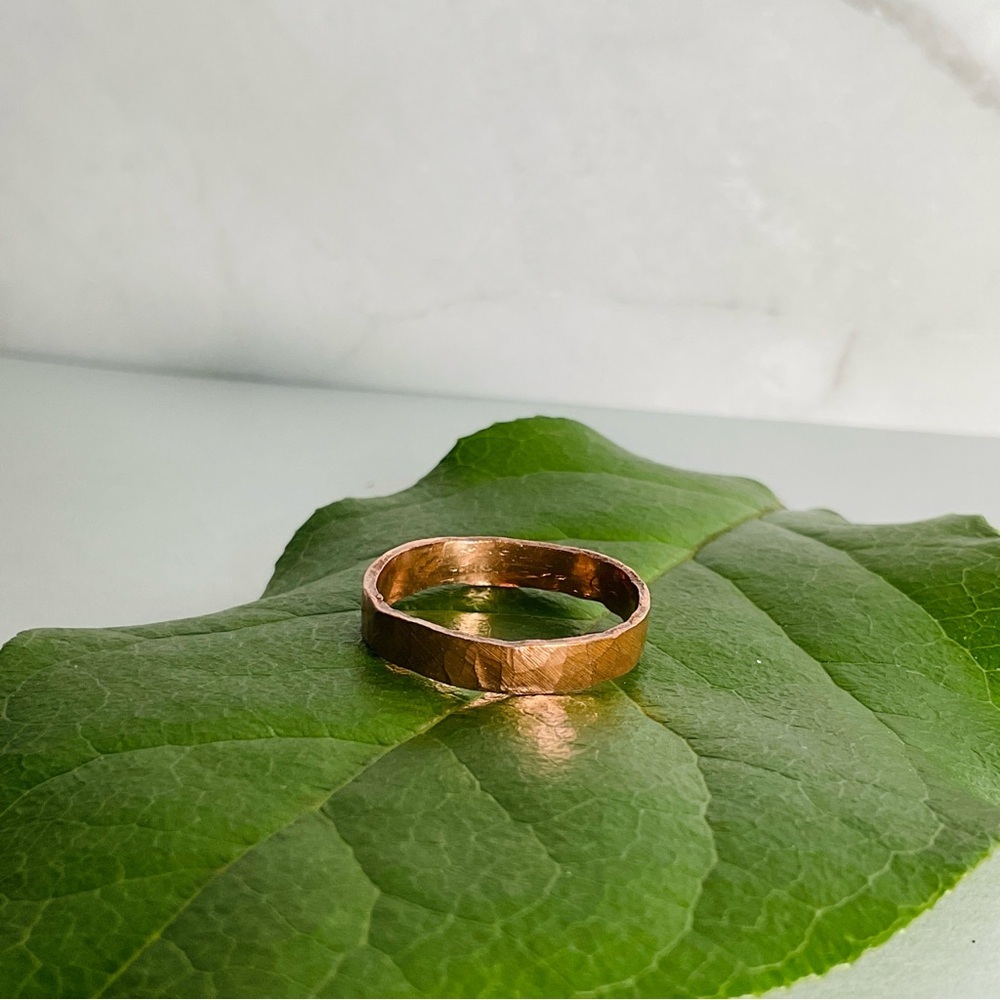 Raw Copper Ring Size 6.75 Band Jewelry Minimal Hammered Solid Handcrafted USA